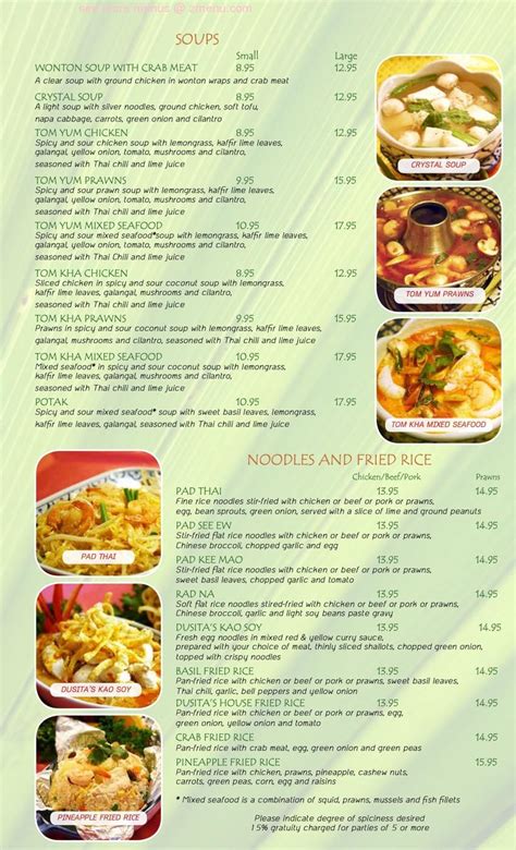 Online Menu of Dusita Thai Cuisine Restaurant, Santa Clara, 